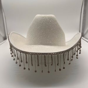 White Rhinestone bachelorette cowgirl hat